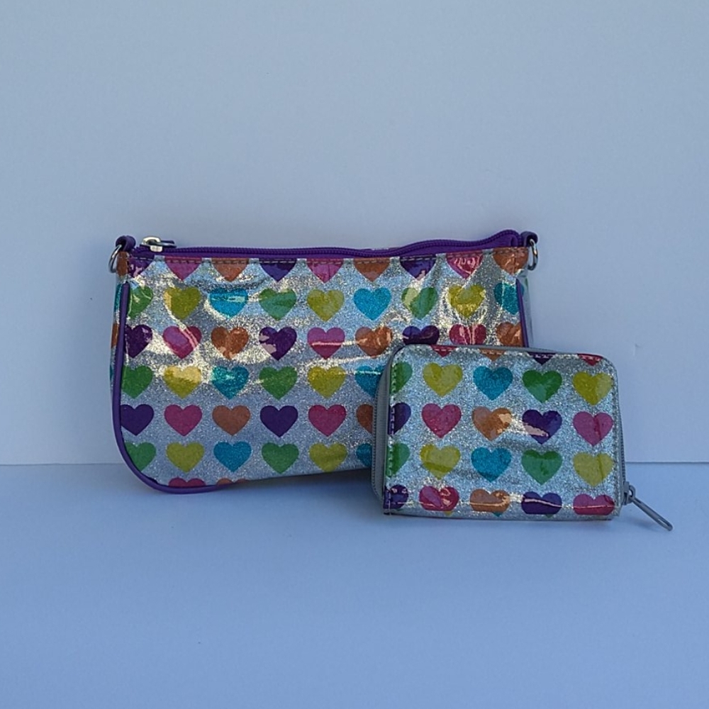 A small purse with a wallet.
